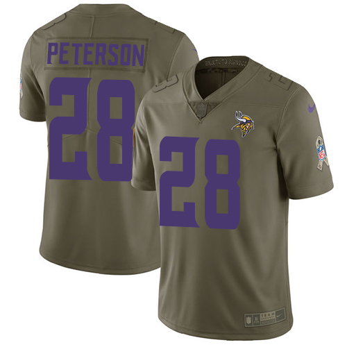 Nike Vikings #28 Adrian Peterson Olive Men's Stitched NFL Limited Salute to Service Jersey